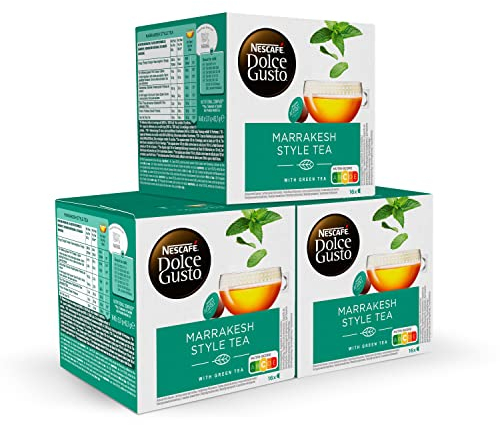 Nescafé Dolce Gusto Kapseln, Marrakesh Style Tea, Grüntee mit Pfefferminze, 48 Kapseln(3 x 16 kapseln) für 48 Getränke