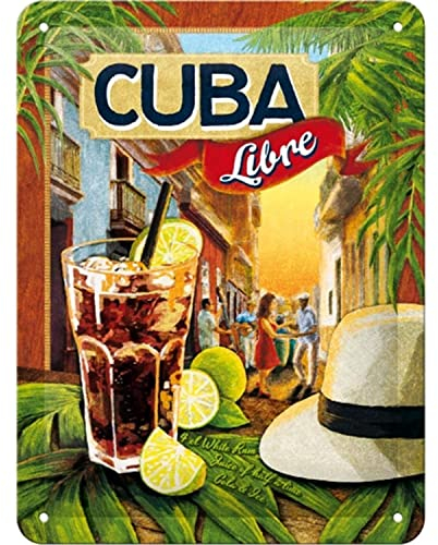 Nostalgic-Art Plaque Vintage Cuba Libre – Idée de Cadeau comme Accessoire de Bar, en métal, Design Retro pour la décoration, 15 x 20 cm