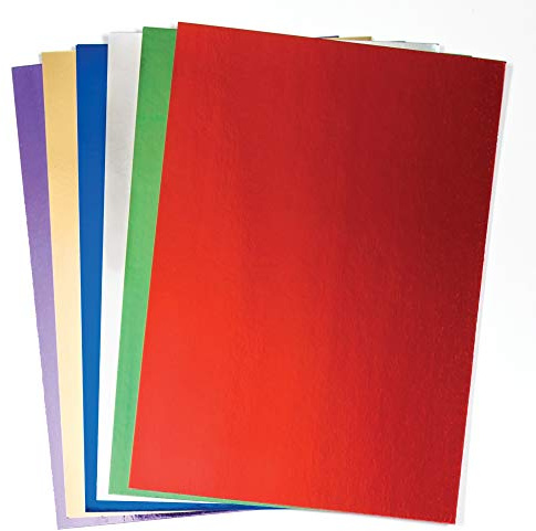 Baker Ross AC374 Ross Metallic-A4-Pappe in 6 Farben – Weihnachtlicher Bastelspaß für Kinder und Erwachsene. Für Bastelarbeiten oder Dekorationen (20 Stück), Sortiert