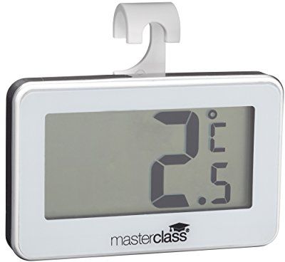 MasterClass Fridge Thermometer, Digital Thermometer Wireless with Hook, Stainless Steel, -4°F to 122°F Range, Silver