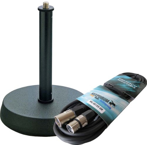 K&M 232 Tischstativ für Mikrofon + keepdrum Mikrofonkabel 6m