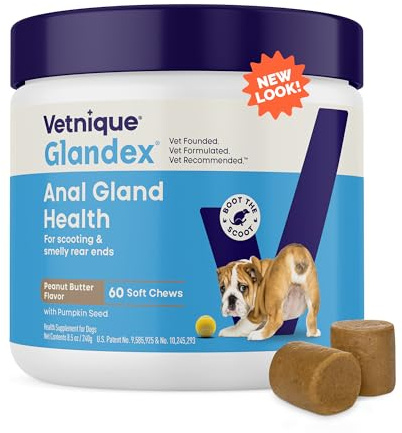 Vetnique Glandex for Dogs Anal Gland Chews 60ct Pumpkin + Digestive Enzymes