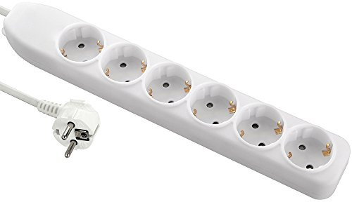 Electraline 51611 - Regleta de 6 Tomas, Cable 3G1 1,5 m, Color Blanco