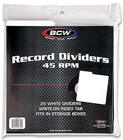 25 BCW Schallplatten-Trennblätter, 45 U/min, Weiß
