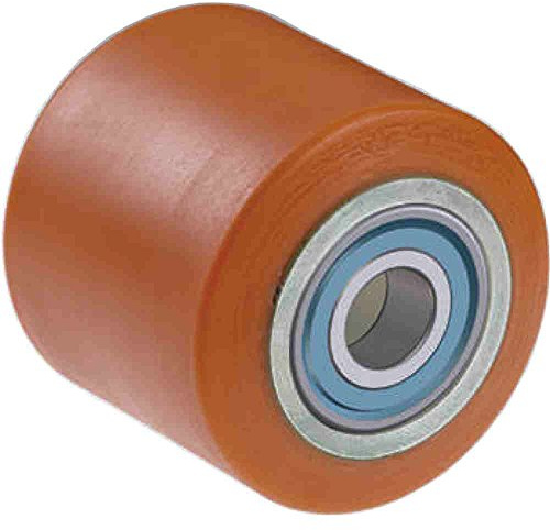 Rullo con nucleo in acciaio e rivestimento in poliuretano colato Diametro mm.80 Lunghezza mm.100 Portata Kg.850 Mozzo con cuscinetti a sfere Ruota uso industriale
