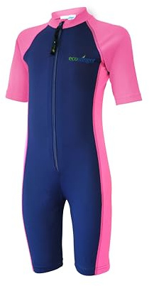 EcoStinger Girls One Piece Sunsuit UV Protective Swimsuit Chlorine Resistant UPF50+ Navy Pink 16