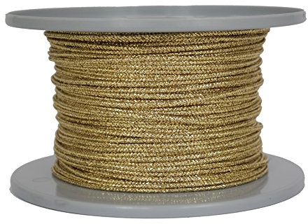 Gepotex Cordoncino glitterato, lunghezza 100 metri, diametro circa 2 mm, colore oro glitterato/lucido, effetto metallizzato, corda decorativa, ottima qualità, made in Germany