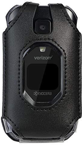 BELTRON Leather Fitted Case for Kyocera DuraXV Extreme E4810, DuraXV Extreme+ E4811 Verizon Flip Phone - Features: Rotating Belt Clip, Screen & Keypad Protection, Secure Fit