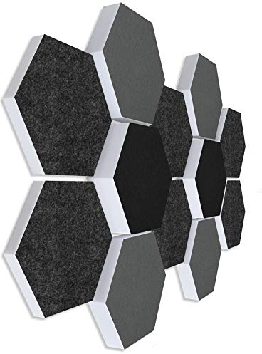 platino24 Schallabsorber COLORE aus Basotec G+ I Akustikpaneele mit Akustikfilz I 3D Wand-Paneele mit 12 Waben in Multicolor I Akustikplatten zur Schalldämmung in Büro, Studio & Wohnung