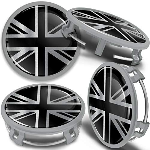 SkinoEu 4 x 75 mm Nabendeckel Felgendeckel Kompatibel mit Mercedes Benz Radnabenabdeckung Nabenkappen Felgenkappen Radkappen Alufelgen B66470207 / B66470200 UK Flagge GB CMS 1