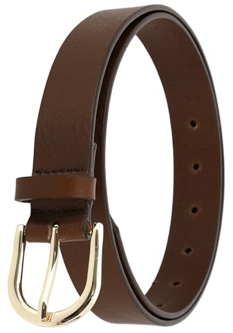 FASHIONGEN - Damengürtel aus pflanzlich gegerbtem Vollnarbenleder, 3 cm breiter ledergürtel, Damengürtel für Jeans, Hosen, RIVOLI - Braun (Goldenschnalle), 80