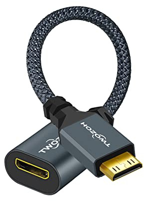 Twozoh Câble Adaptateur Mini HDMI Mâle vers Femelle (Type C) Mini HDMI Mâle vers Mini HDMI Femelle, Câble HDMI Mini Mâle vers Femelle Compatible 3D 4K/1080P (20CM)