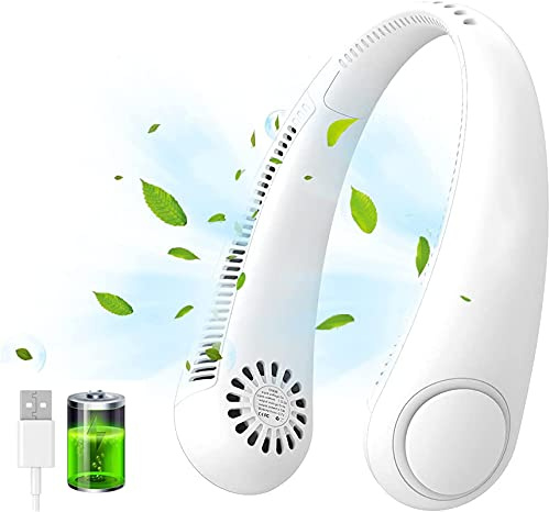 YUXUE Ventilador de Cuello Portátil, Recargable por USB, sin Aspas Personales, Mini Ventiladores sin Aspa, 3 Velocidades Ajustables, Ventilador de Enfriamiento Personal para Viajes, Deportes, Oficina
