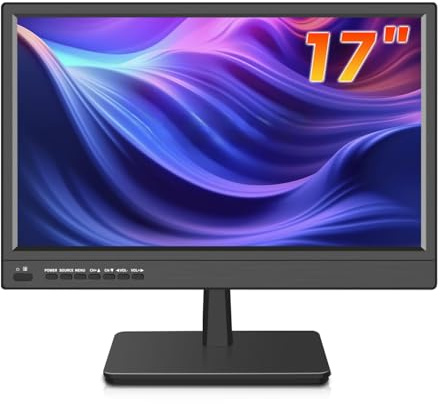 KCR Monitor LED 17 Pulgadas FHD 1920 * 1080 con Entrada HDMI VGA, Altavoces Integrados, frecuencia de actualización de 60 Hz, Tiempo de Respuesta de 5 ms