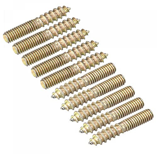 sourcing map M4x25mm Hanger Bolts, 48pcs Double Ended Thread Dowel Screws for Wood Furniture
