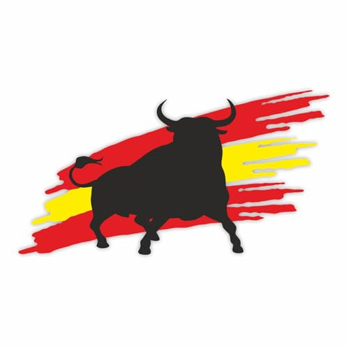 younikat Aufkleber 30 cm Stier-Spanien wetterfest UV-beständig - kfz754 | Selbstklebender Stier-Aufkleber im Spanien-Design, UV-beständig, wetterfest und langlebig für Fahrzeuge