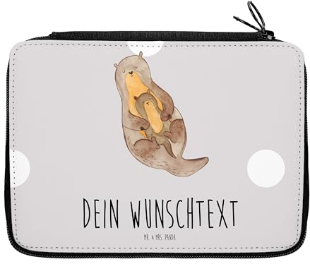Mr. & Mrs. Panda Personalisierte Federmappe Otter Kind - Geschenke, Federmäppchen mit Namen, Baby, PersonalisierteS Stifte Etui, Familie, Mama, Mutter, Stifterolle, Geburt