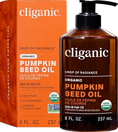 Cliganic Olio Di Semi Di Zucca Biologico 100% Puro - Per Viso E Capelli | Naturale Presso A Freddo Non Raffinato