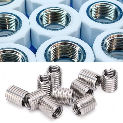 M10 to M8 Thread Reducer 10 Pieces Thread Insert Repair Sleeve with Thread Screw for Repairing Thread Dents, Made of Stainless Steel Internal Thread