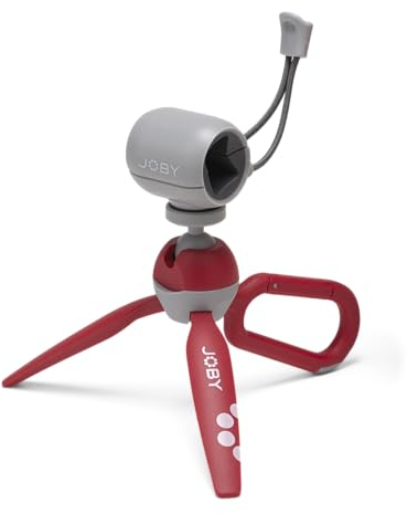 JOBY HandyPod Clip Mini Trépied avec Mousqueton et Pince pour Smartphone Type iPhone, Galaxy, Pixel et Appareil Photo Compact Type Sony ZV-1 II - Coloris Rouge (JB01840-BWW)
