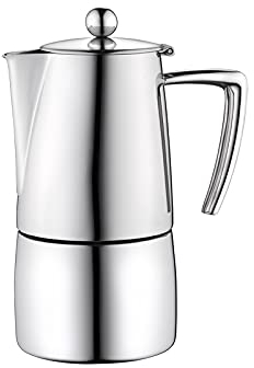 OQHAIR Cafetera clásica Cafetera Italiana de Acero Inoxidable 304 Olla Moka Fácil de Limpiar Adecuada para cocinas de inducción de Fuego Horno de cerámica y Estufa de Gas 200 ml