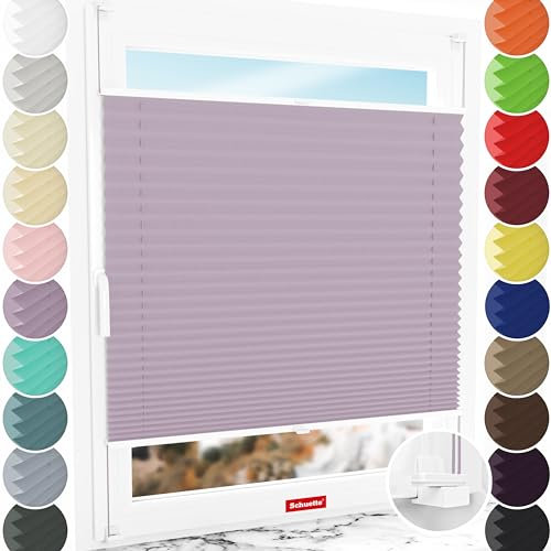 Schuette® Plissee ohne Bohren ● Thermo Kollektion: Pastel Grape (lila) ● 70x120cm (Breite x Höhe) ● Suprafix Faltrollo X Klemmfix Rollo ● Blitzschnelle Montage inkl. Video
