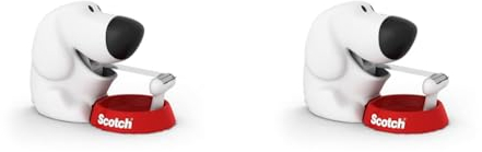 Scotch Tischabroller inkl. 1 Rolle Klebeband - Hunde Klebeband Abroller, auch für Kinder, Schwarz/Rot/weiß (Packung mit 2)