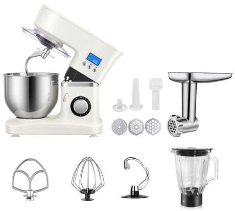 TQQEPOOL Batteur Électrique Professionnel 1000W,8 Vitesses,Bol en Acier Inoxydable 5,2 litres,pour La Plupart des Cuisiniers Amateurs
