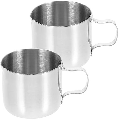 PRETYZOOM 2pcs Stainless Steel Milk Pitchers Sauce Cups for Cappuccino Stacking Mugs Lid Frothing Pitcher for Latte Making