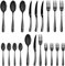FANTICDE Set Couverts de Table 4 personnes noir, ensemble de couverts inox 20 pièces, omprend des couteaux/fourchettes/cuillères,lavable au lave-vaisselle,facile à nettoyer