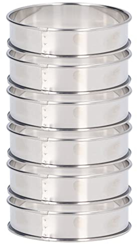 Wakects Anillos para Bollos, Paquete de 6 Anillos para Muffins de Acero Inoxidable de Fácil Liberación de Doble Volumen para Herramientas de Cocina Casera, Moldes para Huevos Fritos y