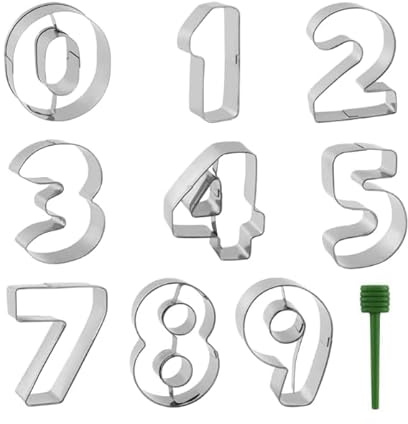 Zahlen Ausstecher,Ausstechformen Zahlen 0-8,Edelstahl Digitaler Keksausstecher mit Entformungsstab in zufälligen Farben,Kekse Ausstechform,Cookie Cutter,für Kekse,Backen,Kuchen dekorieren,DIY Backform