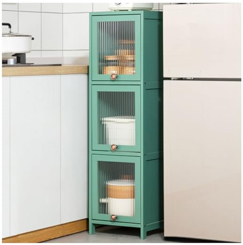 68 Hoher Vorratsschrank mit Türen, Schmaler Hoher Schrank, Freistehender Schmaler Vorratsschrank, Badezimmerschrank, Vorratsschrank für Wohnzimmer, Home Office,Grün,30×106cm/12×42in