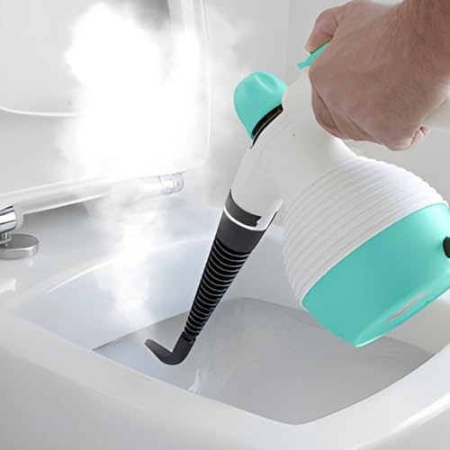 Bricoloco Limpiador de vapor multisuperficie con 9 accesorios de limpieza | Vaporeta de mano compacta para limpiar, desinfectar en hogar o coche