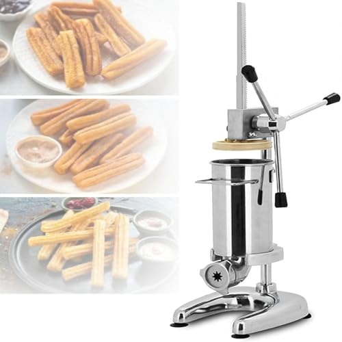 Macchina per Churro Manuale Commerciale,Macchina Commerciale di Donut Spagnolo Churrera con 5 Stampi, Macchina Verticale Spagnola Latina per Snack per Ristorante,2L