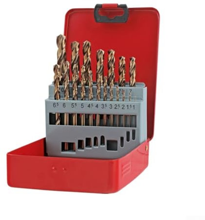 Set di 19 punte da trapano HSS professionali perfettamente realizzate per lavori di precisione in metallo e plastica (19 pezzi)
