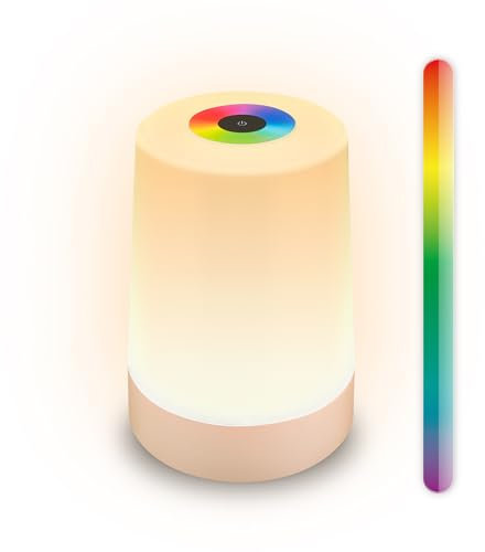 BRILONER - Lampada da tavolo a LED RGBW senza fili IP44 con touch, dimmerabile, batteria sostituibile, lampada da comodino, a batteria, lampada da esterno, 9x13 cm, beige opaco