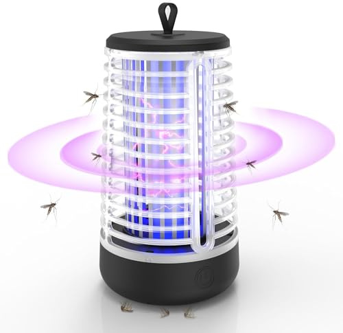 Queath Insekten-Mückenfalle, Elektrische Mückenfalle Mückenlampe für Schlafzimmer Camping Garten Innen und Aussen, Elektrischer Insektenvernichter mit Lichtsensor