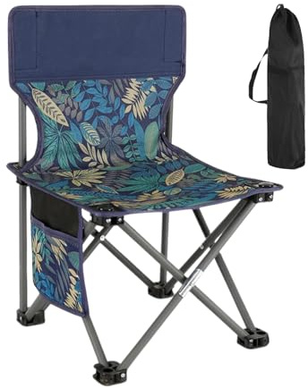 Sedia da campeggio portatile, sedile pieghevole con tasca laterale, 71 x 40 x 40 cm, installazione facile e veloce, supporto zaino per avventure all'aperto, viaggi, spiaggia, campeggio e picnic