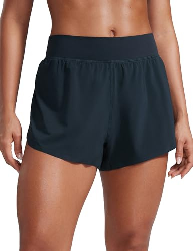 CRZ YOGA Pantalones Correr Cintura Alta Abertura 7cm | Forro Malla, Bajo Delfín, Costura Elevada, Secado Rápido, Ligero, para Mujer