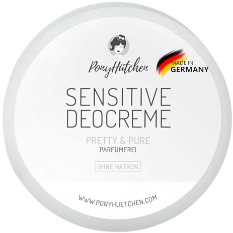 PonyHütchen - parfümfrei - sensitive Deocreme ohne Natron - Feste Deo Creme natronfrei vegan, ohne Alu -Antitranspirant sensible Haut - Naturkosmetik made in Germany - duftfrei - Unisex - ohne Parfüm