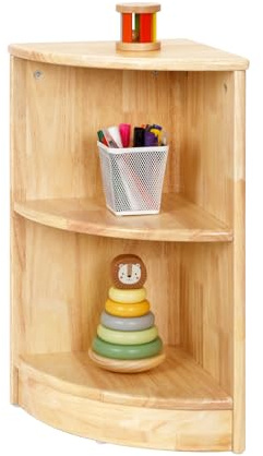 OOOK Gummiholz Kinderregal Spielzeugregal, Eckregal Stehend 30 x 30 x 60 cm