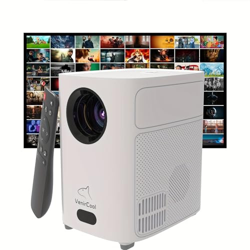 VenirCool Proiettore intelligente con WiFi 6 e wireless 5.3, 720P nativo, supporta la decodifica 4K per proiettori cinematografici esterni, Proyector portatile compatibile con HDTV/USB/iOS/Android