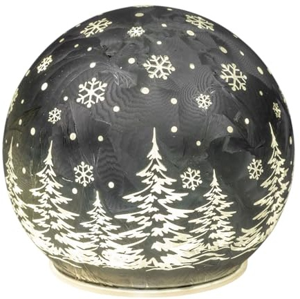 formano LED Deko-Kugel Frosty Eisgrau 10 cm Glaskugel Timer 6h / 18h Weihnachten Deko - Farbglas in geeister-Optik mit winterlichem Dekor - Herbst Winter Weihnachtsdeko für Tisch Regal Fensterbank