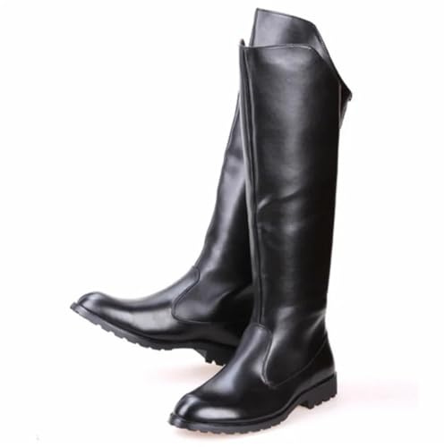 HYFEUOKF Botas altas informales de cuero con cremallera trasera for hombre, botas vaqueras largas de caballero, botas de montar de cuero suave, botas de motociclista 37-46(Color1,45)