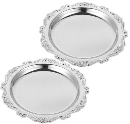 WEKADRIN 2 Pezzi Vassoio Vintage in Ferro Elegante Piatto Portata Multifunzionale per Snack Gioielli e Dolci Facile da Pulire per Decorazioni Casa e Feste