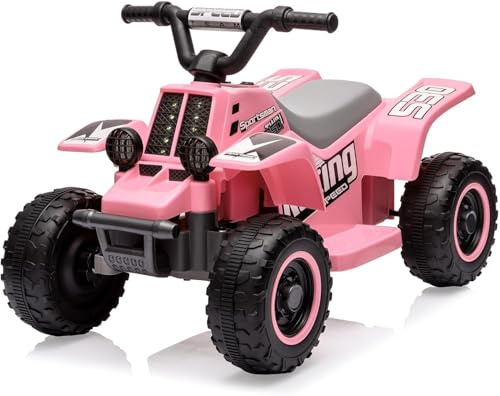 QUAD ELETTRICO PER BAMBINI 6V - Auto con luci a LED, Musica & Clacson, Avvio a un pulsante, 1,8 km/h, Robusto PP & Metallo, Seduta comoda, Mini ATV dai 3 anni in su