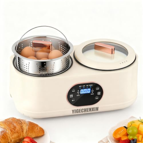 YIGECHENXIN Olla Caliente eléctrica de Control Dual Independiente de 1200W, con programas preestablecidos, Olla eléctrica Multifuncional para cocinar, para hotpot/Ramen