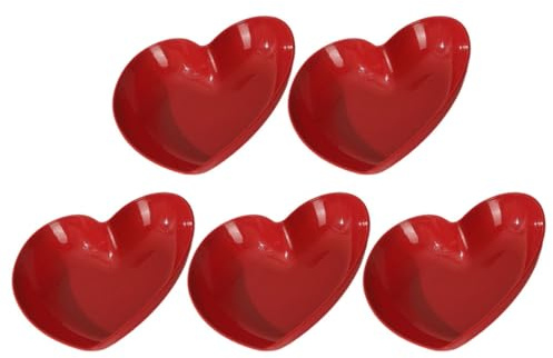 ANDRESLAD Plateau à Fruits Réutilisable de Cœur Rouge Lot de 5 Assiettes à Grignotage pour Fruits et Desserts Plateau de Service Polyvalent pour Snacks et Présentation Élégante