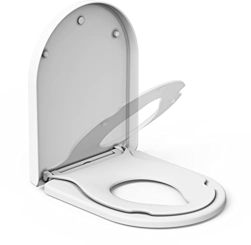 D-Shape Family Toilet Seat with Built-in Child Seat – Soft Close, Quick Release, Adjustable Hinges, Durable Global Commercial WC – Easy Clean for Kids & Adults – White – Toilet seat